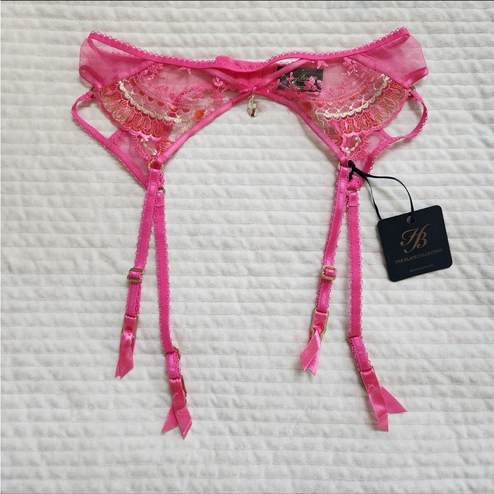 Honey Birdette Meika suspender garter belt in candy pink size XS